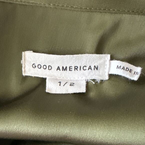 Good American Womens Juniper Green Long Sleeve Shirt Top Size S / M Satin Like - Picture 6 of 10